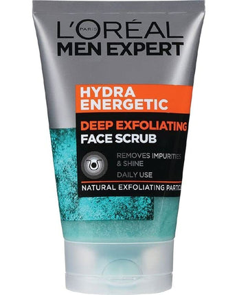 L'Oréal Men Expert Face Scrub, Hydra Energetic Deep Exfoliating Face Wash for Men 100 ml